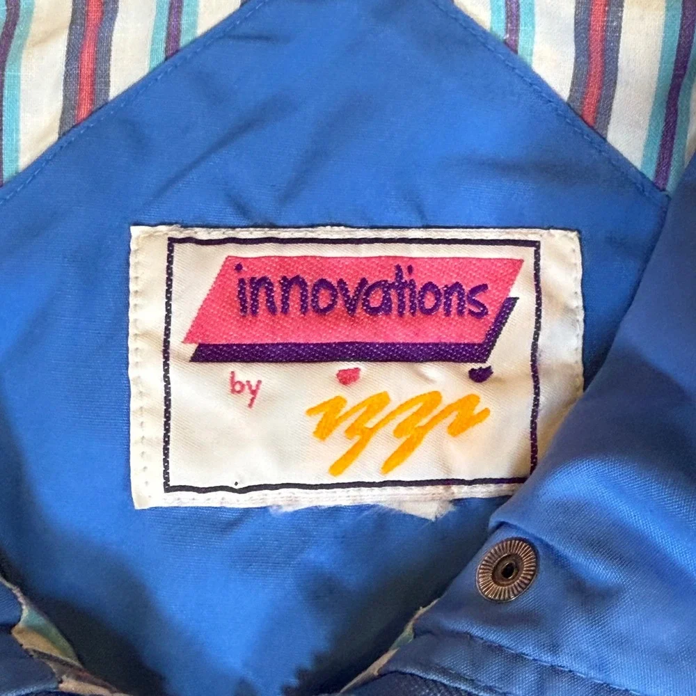 Vintage Innovations by MG Blue‎ Windbreaker Jacket Women's Retro 80s 90s Pockets